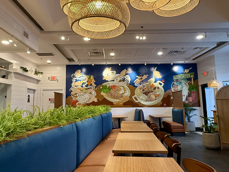 Inside dining area of Boston, MA location